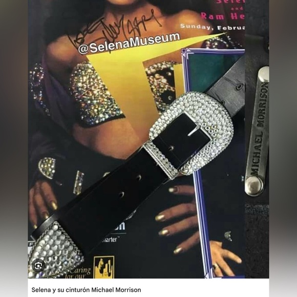 Vtg MICHAEL MORRISON Studded Denim Jacket Crystals PEACE SIGN Y2K Gaga Size M - Picture 5 of 11